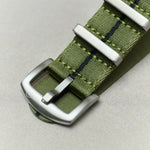 Premium Fabric Watch Strap - Army Green W/Black Pin Stripe - The Strap Tailor
