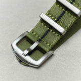 Premium Fabric Watch Strap - Army Green W/Black Pin Stripe - The Strap Tailor