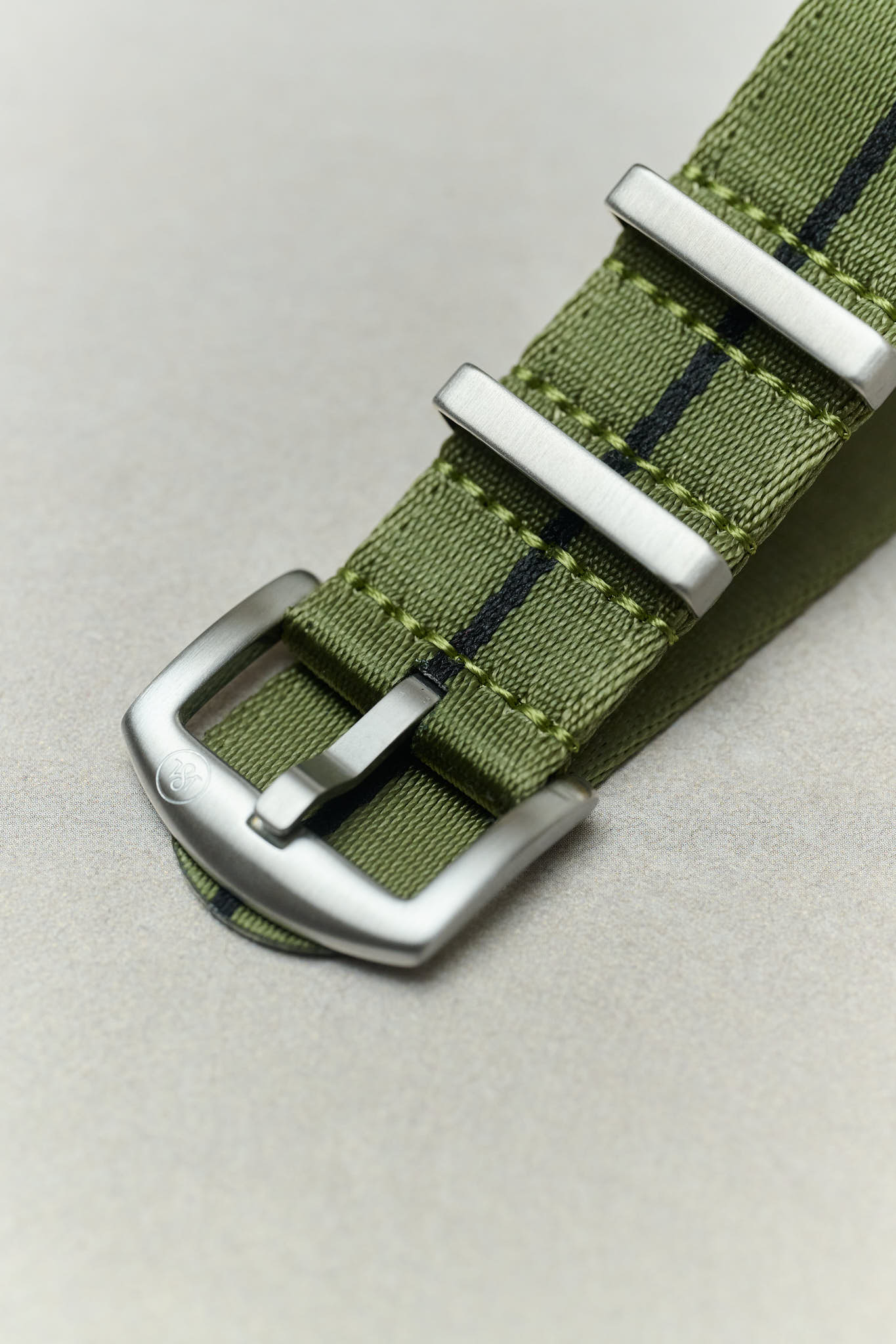 Premium Fabric Watch Strap - Army Green W/Black Pin Stripe - The Strap Tailor
