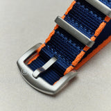 Premium Fabric Watch Strap - Navy Blue W/Orange Piping - The Strap Tailor