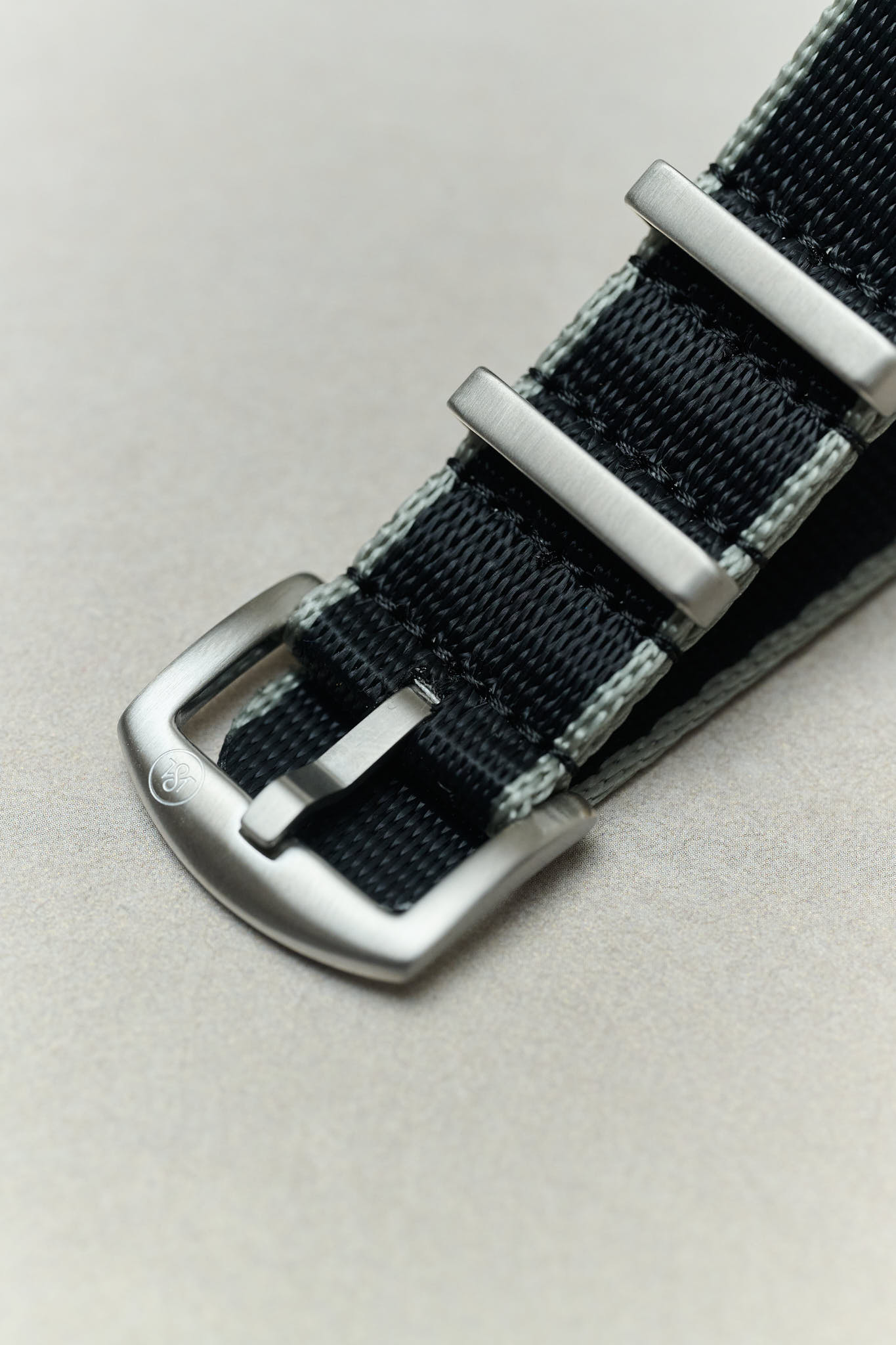 Premium Fabric Watch Strap - Black W/Grey Piping - The Strap Tailor