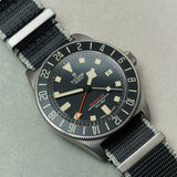 Premium Fabric Watch Strap - Black W/Grey Piping - The Strap Tailor