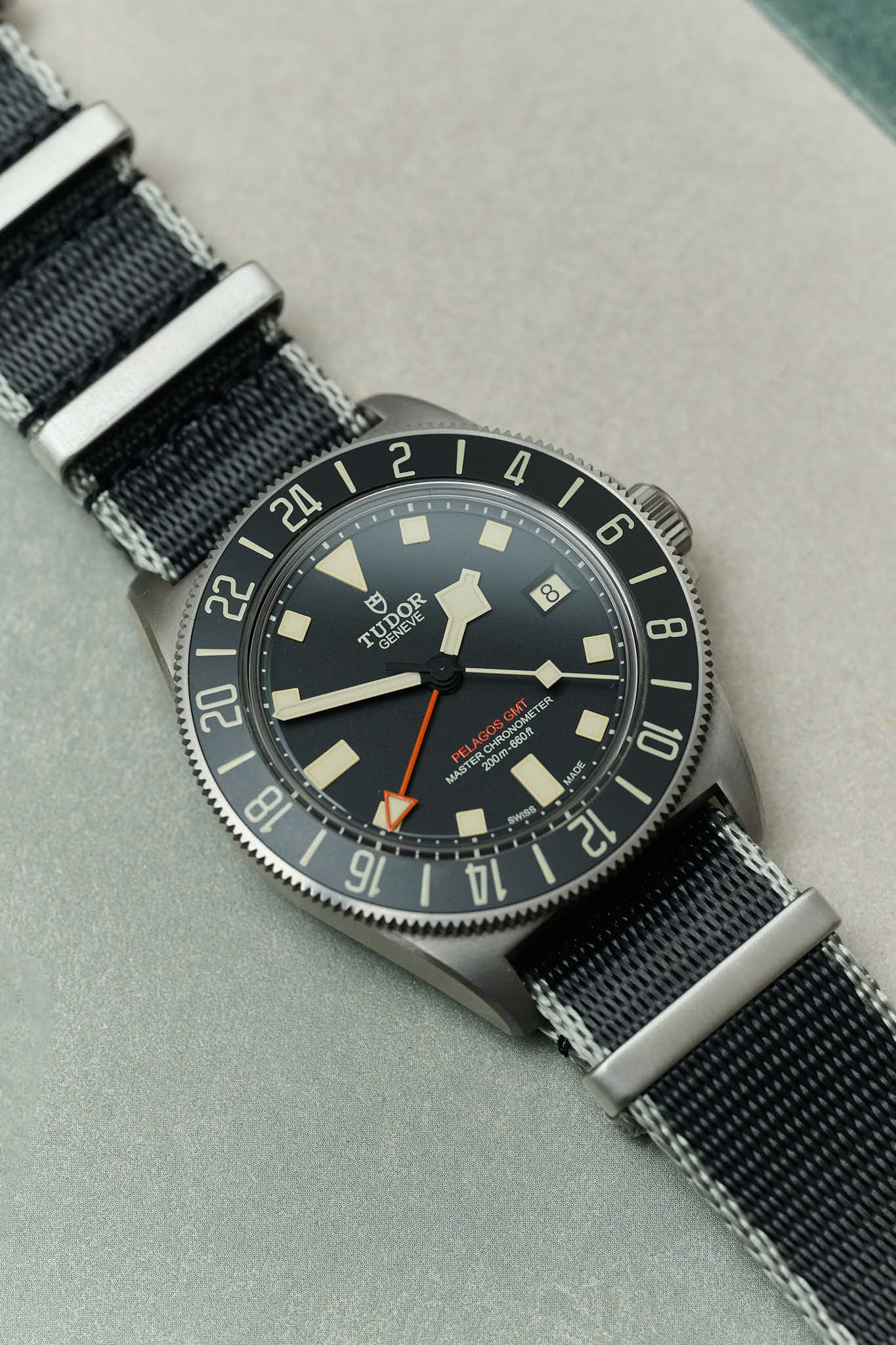 Premium Fabric Watch Strap - Black W/Grey Piping - The Strap Tailor