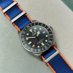 Premium Fabric Watch Strap - Navy Blue W/Orange Piping - The Strap Tailor