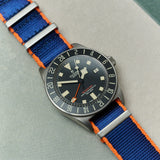 Premium Fabric Watch Strap - Navy Blue W/Orange Piping - The Strap Tailor