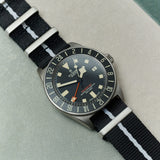 Premium Fabric Watch Strap - Black W/White Pinstripe - The Strap Tailor