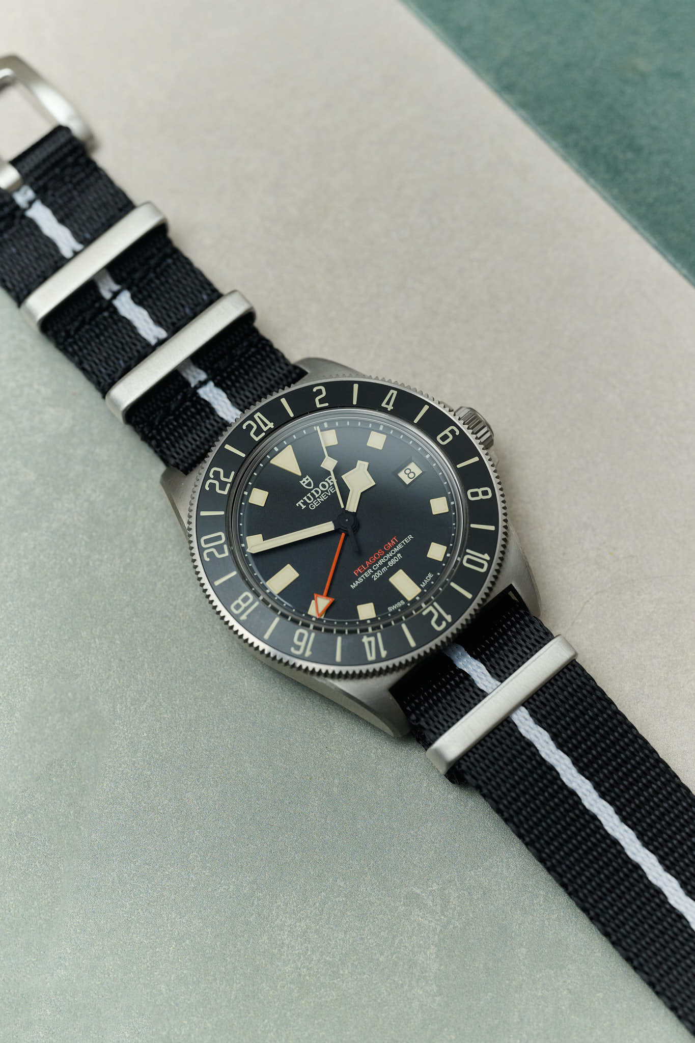 Premium Fabric Watch Strap - Black W/White Pinstripe - The Strap Tailor