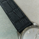 Embossed Crocodile Watch Strap - Black Slimline - RTW - The Strap Tailor