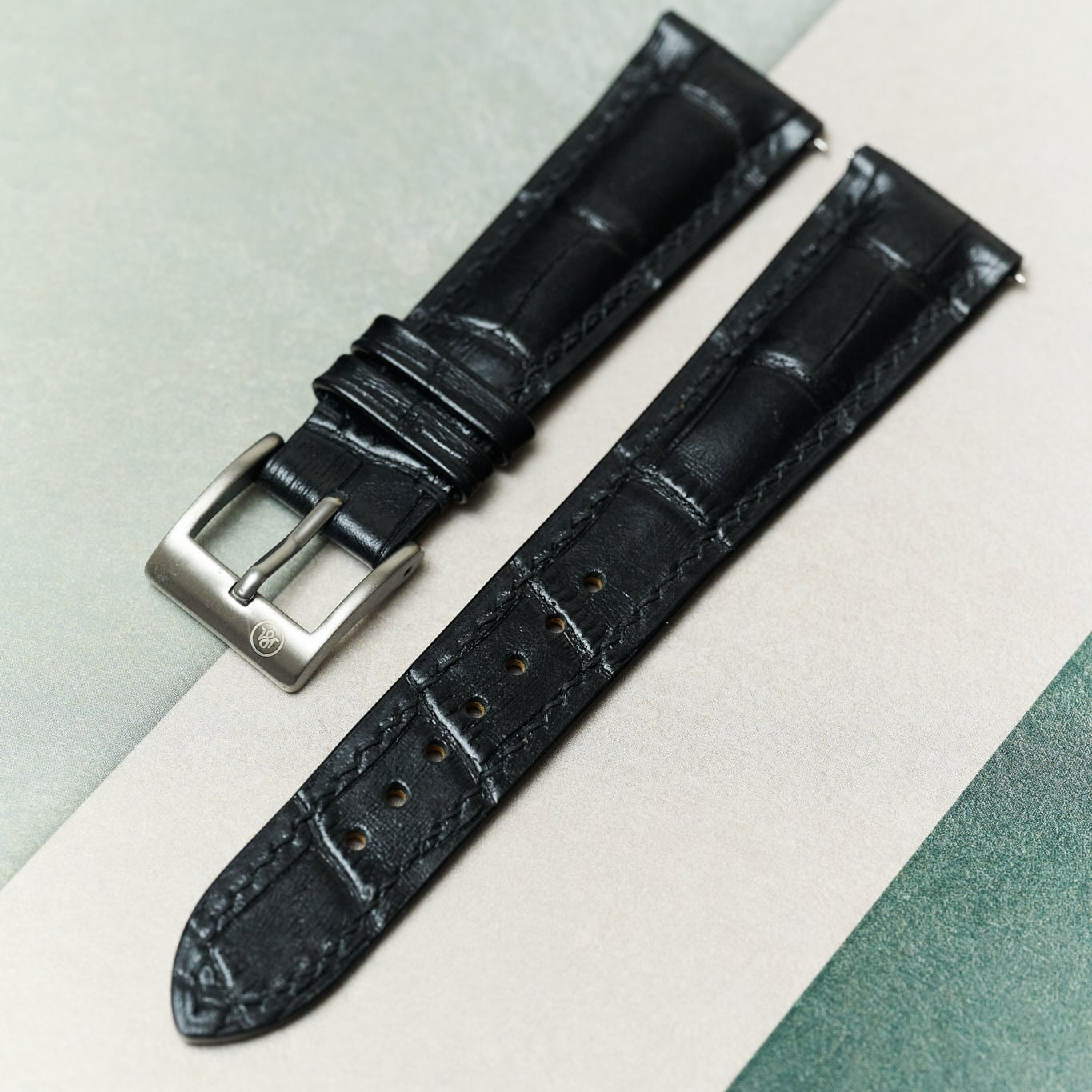 Embossed Crocodile Watch Strap - Black - RTW - The Strap Tailor