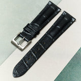 Embossed Crocodile Watch Strap - Black - RTW - The Strap Tailor