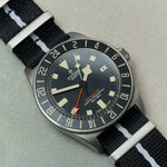 Premium Fabric Watch Strap - Black W/White Pinstripe - The Strap Tailor
