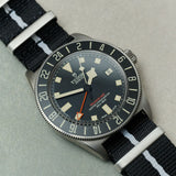 Premium Fabric Watch Strap - Black W/White Pinstripe - The Strap Tailor