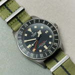 Premium Fabric Watch Strap - Army Green W/Black Pin Stripe - The Strap Tailor