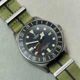Premium Fabric Watch Strap - Army Green W/Black Pin Stripe - The Strap Tailor