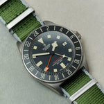 Premium Fabric Watch Strap - Army Green W/Grey Piping - The Strap Tailor