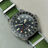 Premium Fabric Watch Strap - Army Green W/Grey Piping - The Strap Tailor