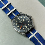 Premium Fabric Watch Strap - Navy W/Cream Pinstripe - The Strap Tailor