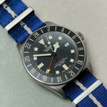 Premium Fabric Watch Strap - Navy W/Cream Pinstripe - The Strap Tailor