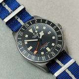 Premium Fabric Watch Strap - Navy W/Cream Pinstripe - The Strap Tailor