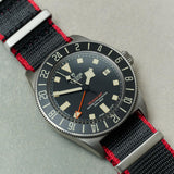 Premium Fabric Watch Strap - BlackW/Red Piping - The Strap Tailor