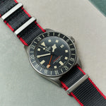 Premium Fabric Watch Strap - BlackW/Red Piping - The Strap Tailor