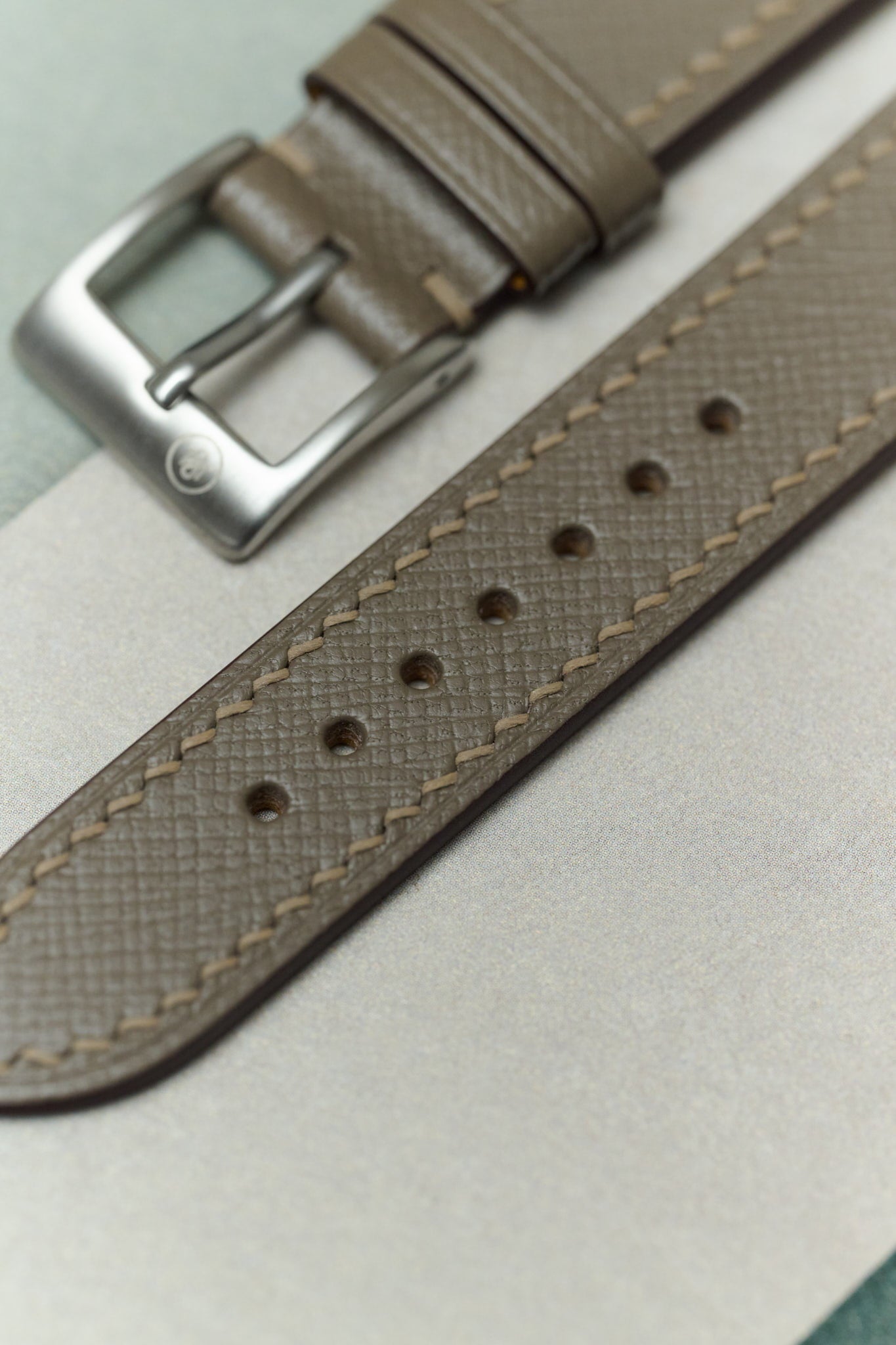 Slimline Saffiano Chevre Strap - Taupe - RTW - The Strap Tailor