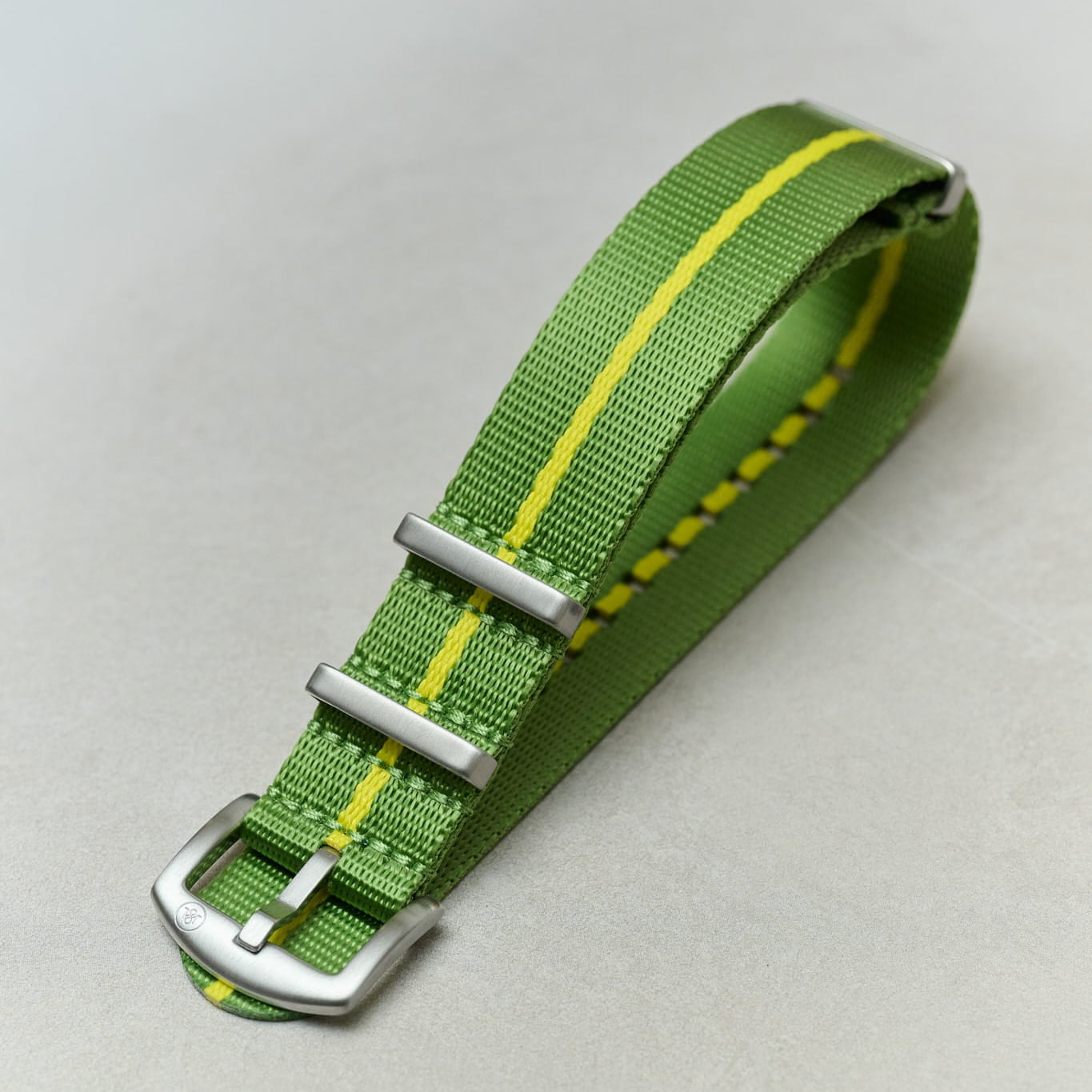 Premium Fabric Watch Strap - Green &amp; Yellow Pin Stripe - The Strap Tailor
