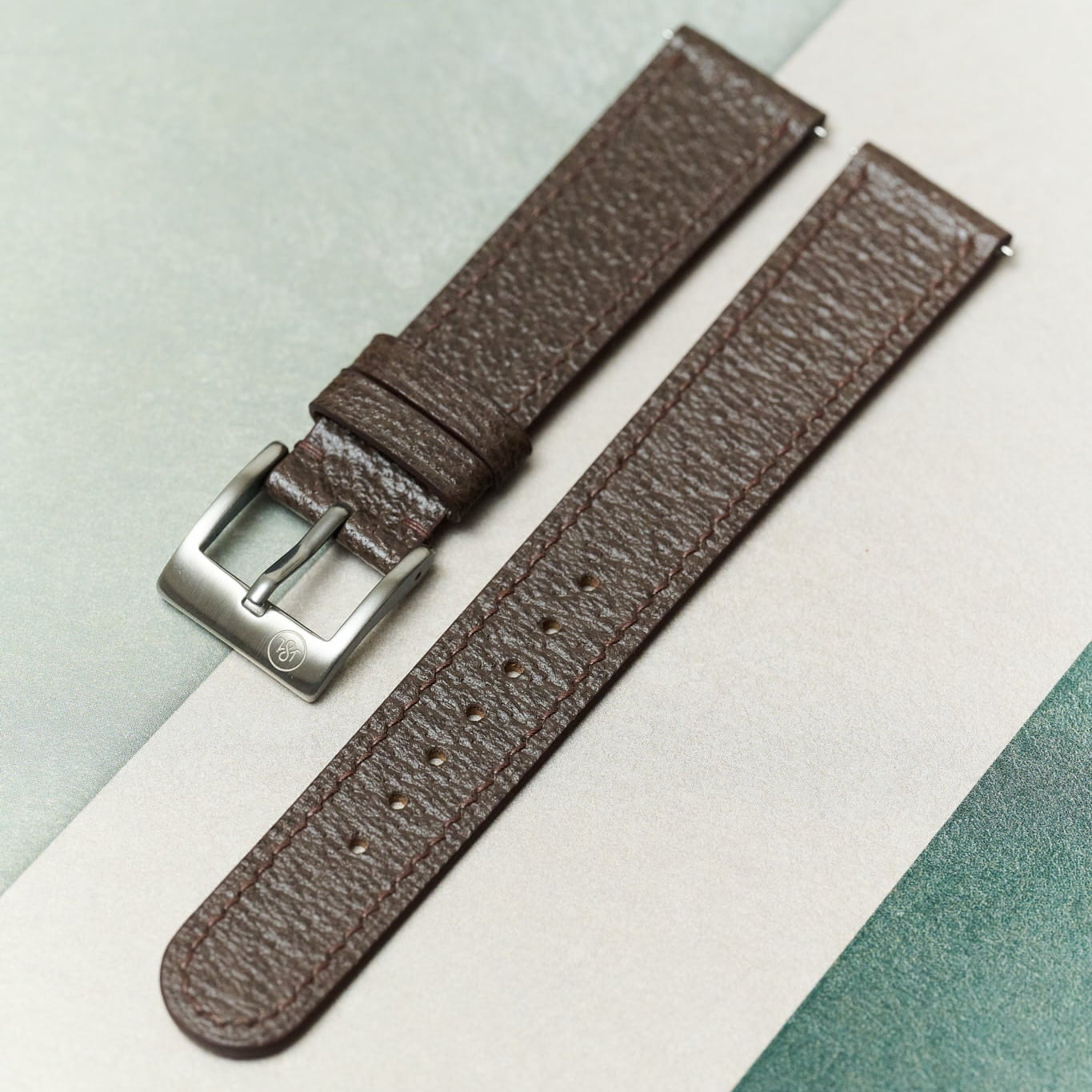 Vintage Style Pig Skin Watch Strap - Brown Slimline - RTW - The Strap Tailor