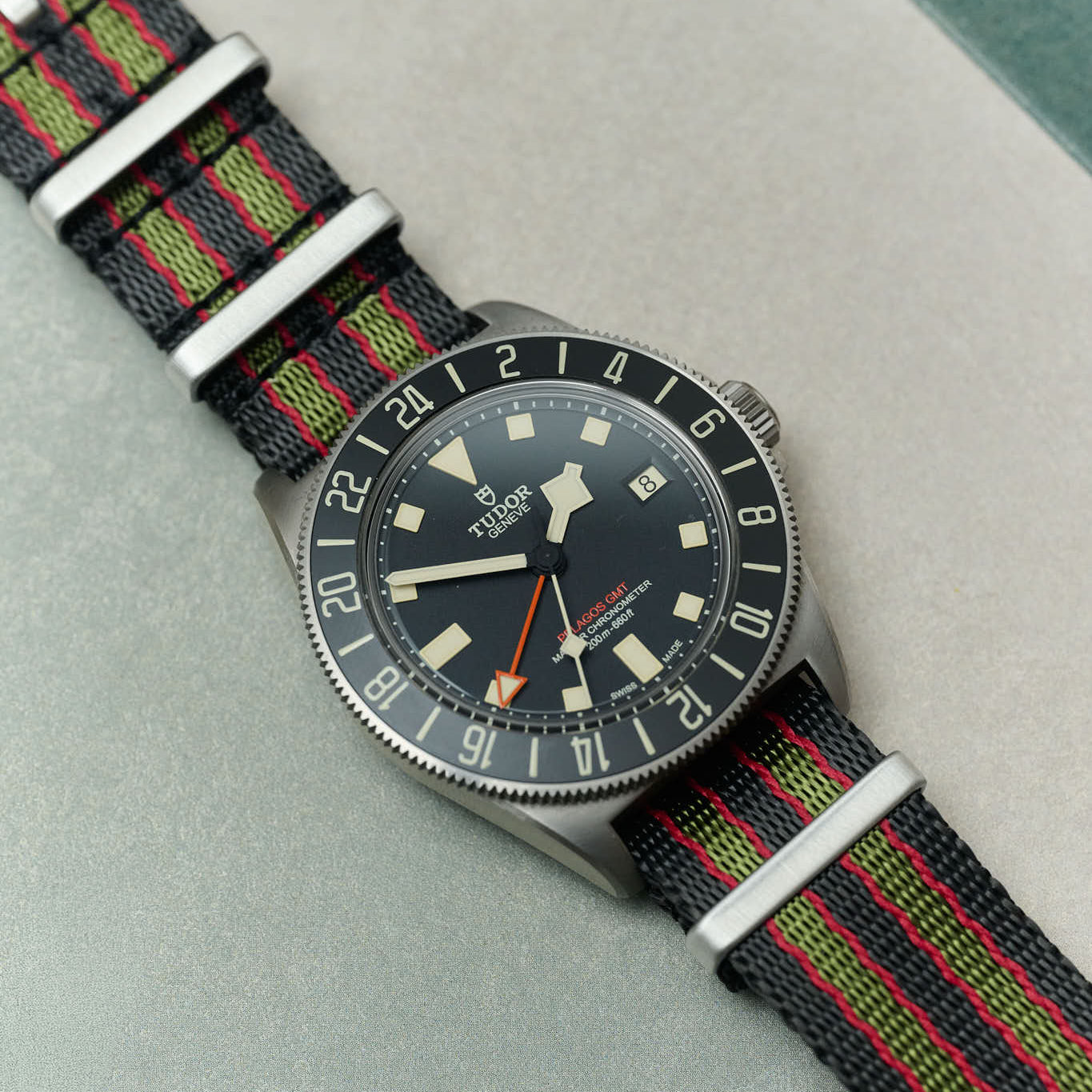 Premium Fabric Watch Strap - Bond Green/Red - The Strap Tailor