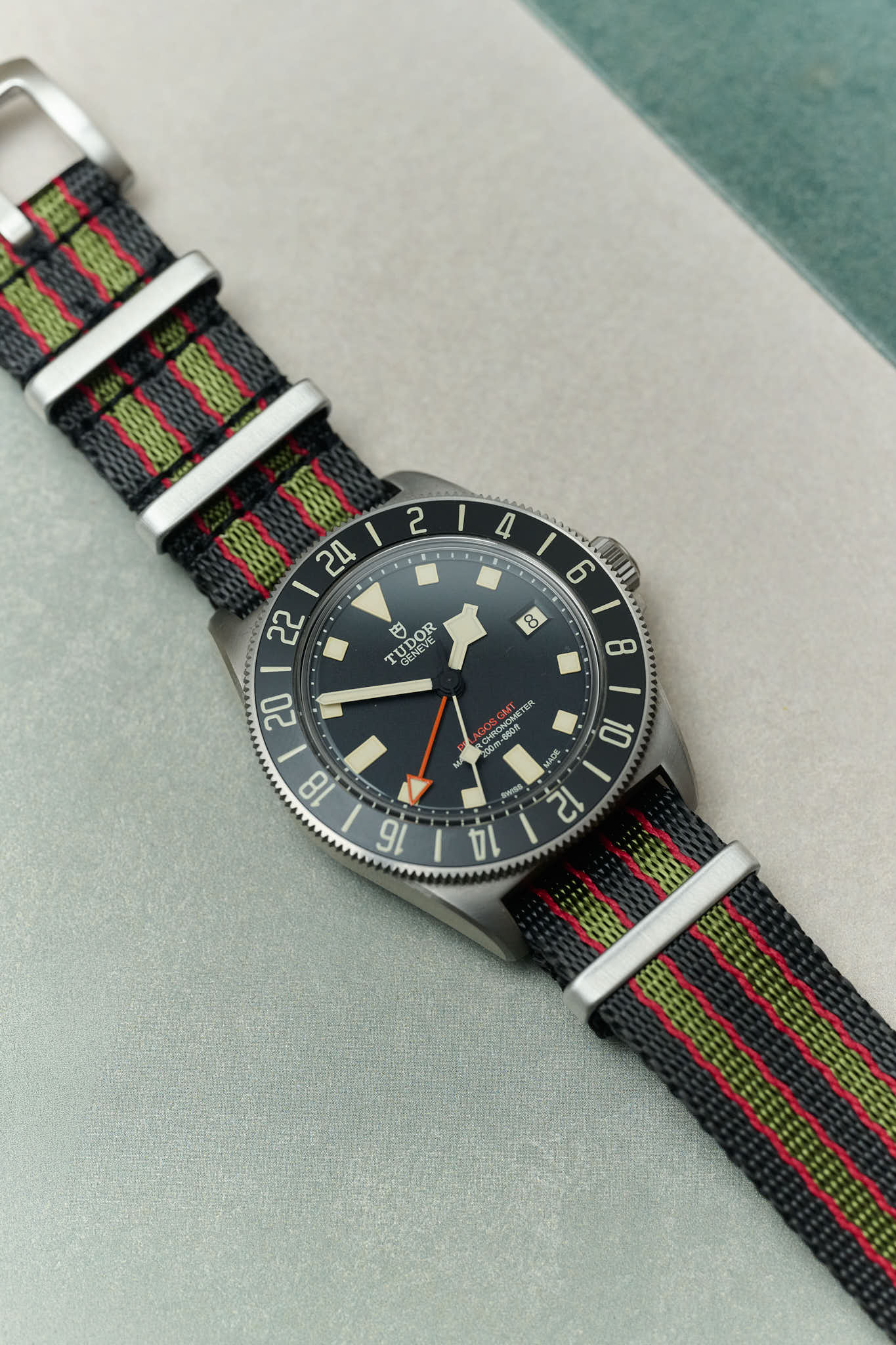 Premium Fabric Watch Strap - Bond Green/Red - The Strap Tailor