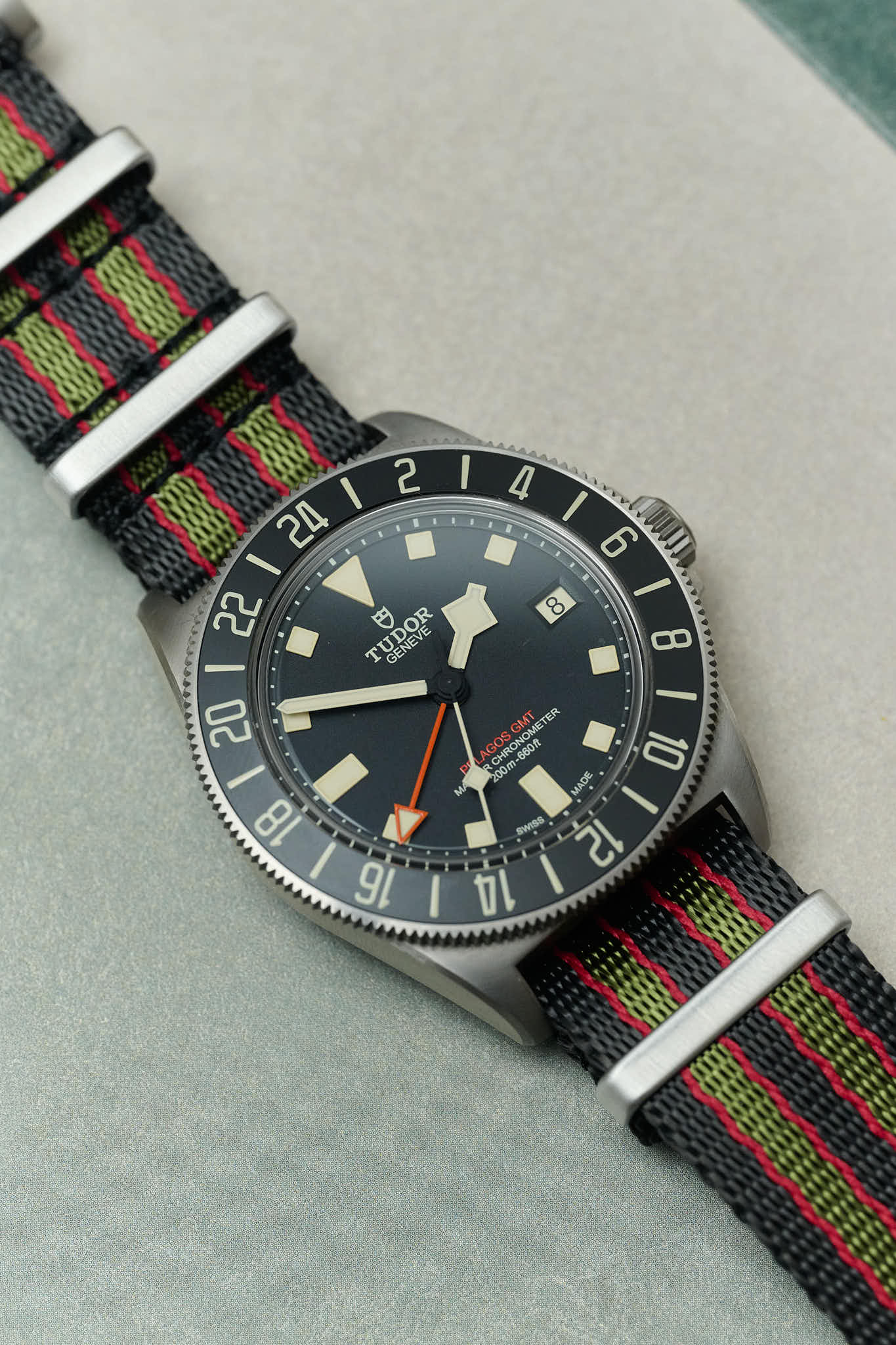 Premium Fabric Watch Strap - Bond Green/Red - The Strap Tailor