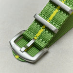 Premium Fabric Watch Strap - Green &amp; Yellow Pin Stripe - The Strap Tailor