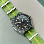 Premium Fabric Watch Strap - Green &amp; Yellow Pin Stripe - The Strap Tailor