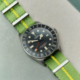 Premium Fabric Watch Strap - Green &amp; Yellow Pin Stripe - The Strap Tailor
