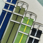 Premium Fabric Watch Strap - Green &amp; Yellow Pin Stripe - The Strap Tailor