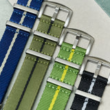 Premium Fabric Watch Strap - Green &amp; Yellow Pin Stripe - The Strap Tailor