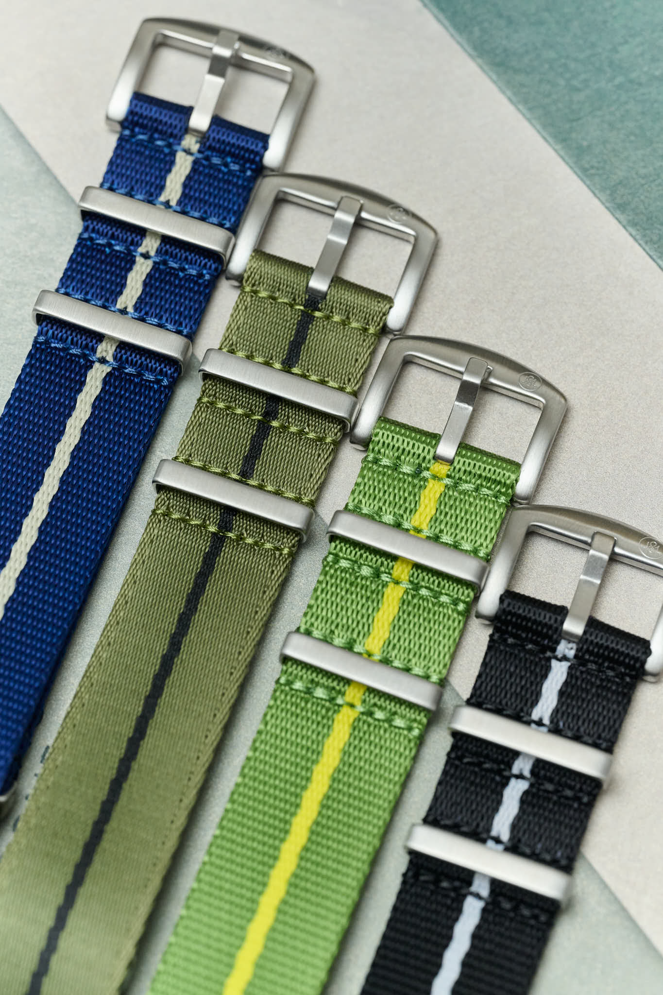 Premium Fabric Watch Strap - Green &amp; Yellow Pin Stripe - The Strap Tailor