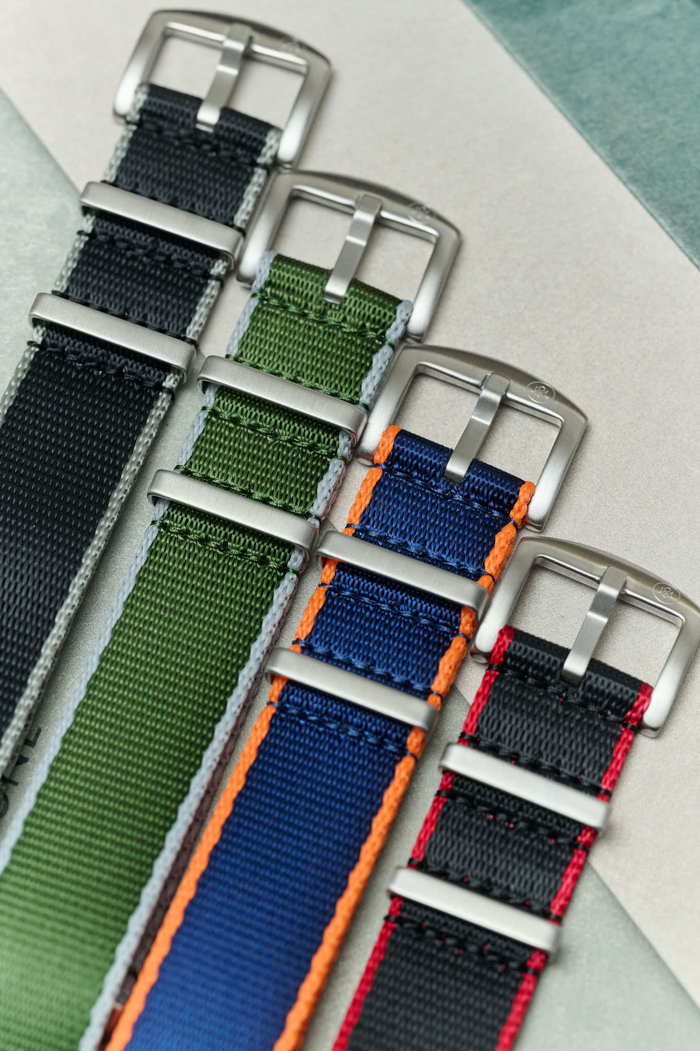 Premium Fabric Watch Strap - Navy Blue W/Orange Piping - The Strap Tailor