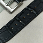 Embossed Crocodile Watch Strap - Black Slimline - RTW - The Strap Tailor