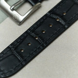 Embossed Crocodile Watch Strap - Black Slimline - RTW - The Strap Tailor