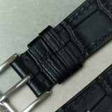 Embossed Crocodile Watch Strap - Black Slimline - RTW - The Strap Tailor