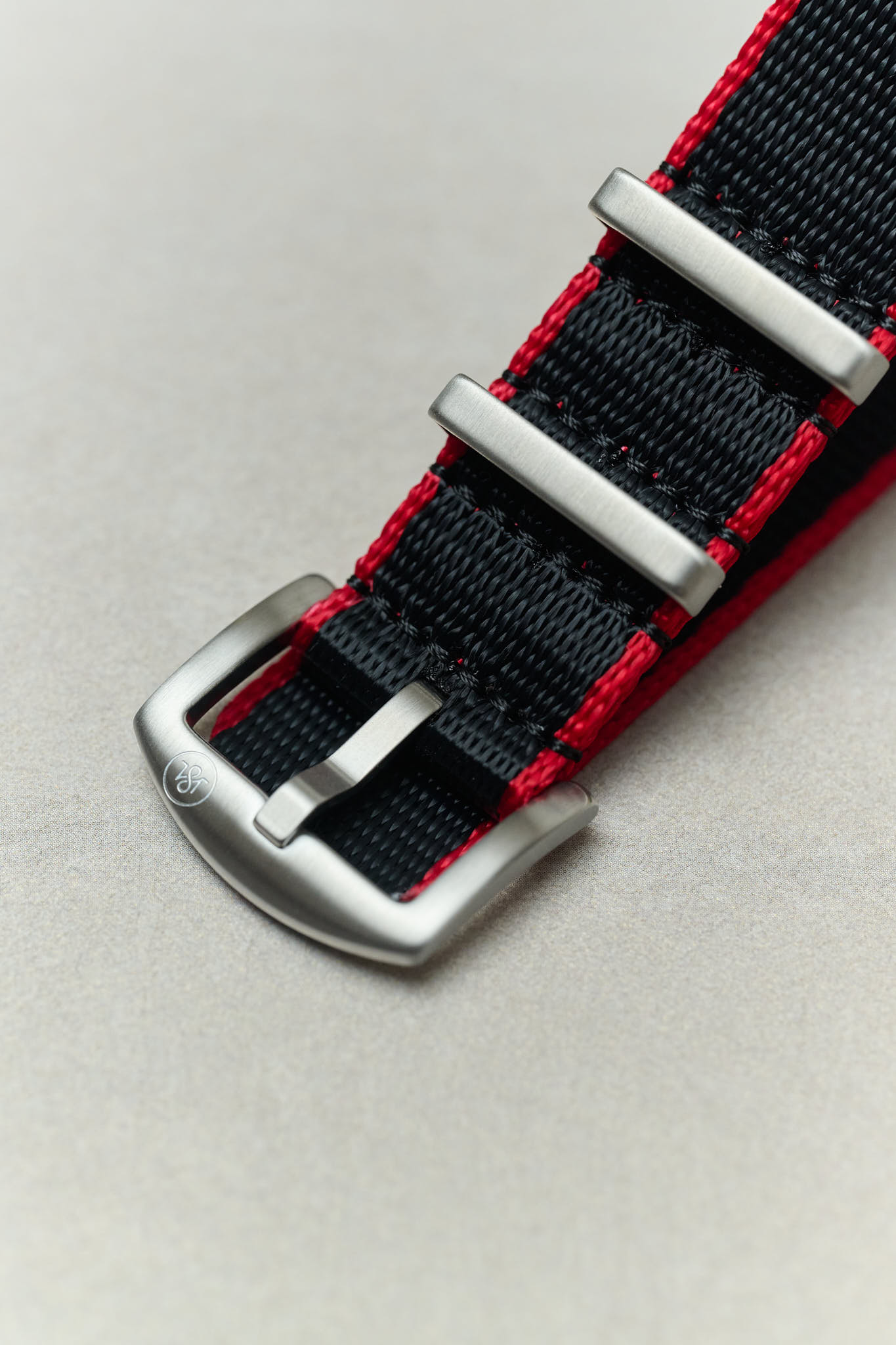 Premium Fabric Watch Strap - BlackW/Red Piping - The Strap Tailor