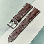 Embossed Crocodile Watch Strap - Matte Brown & Cream - RTW - The Strap Tailor