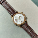 Embossed Crocodile Watch Strap - Matte Brown & Cream - RTW - The Strap Tailor