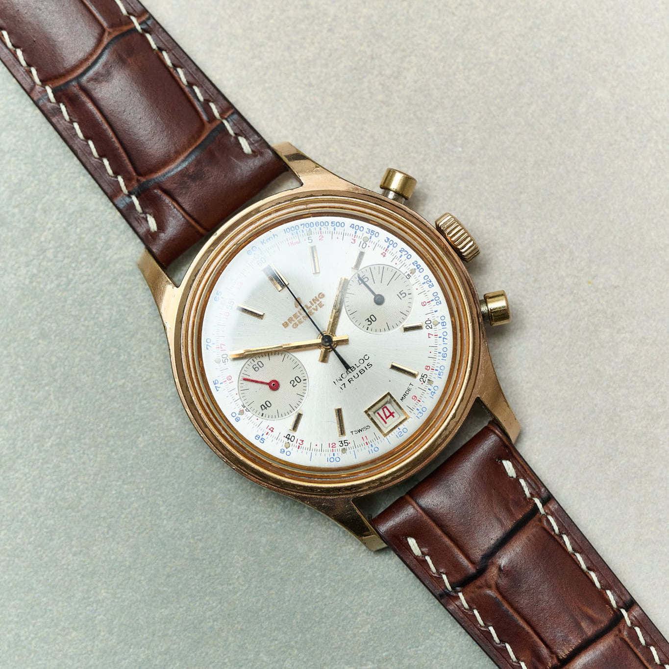 Embossed Crocodile Watch Strap - Matte Brown & Cream - RTW - The Strap Tailor