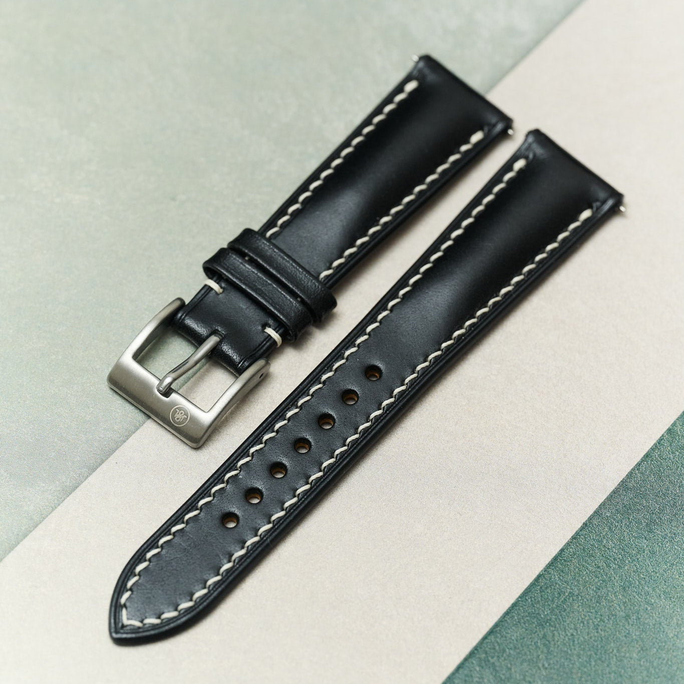 Buttero Watch Strap - Black & Cream - RTW - The Strap Tailor