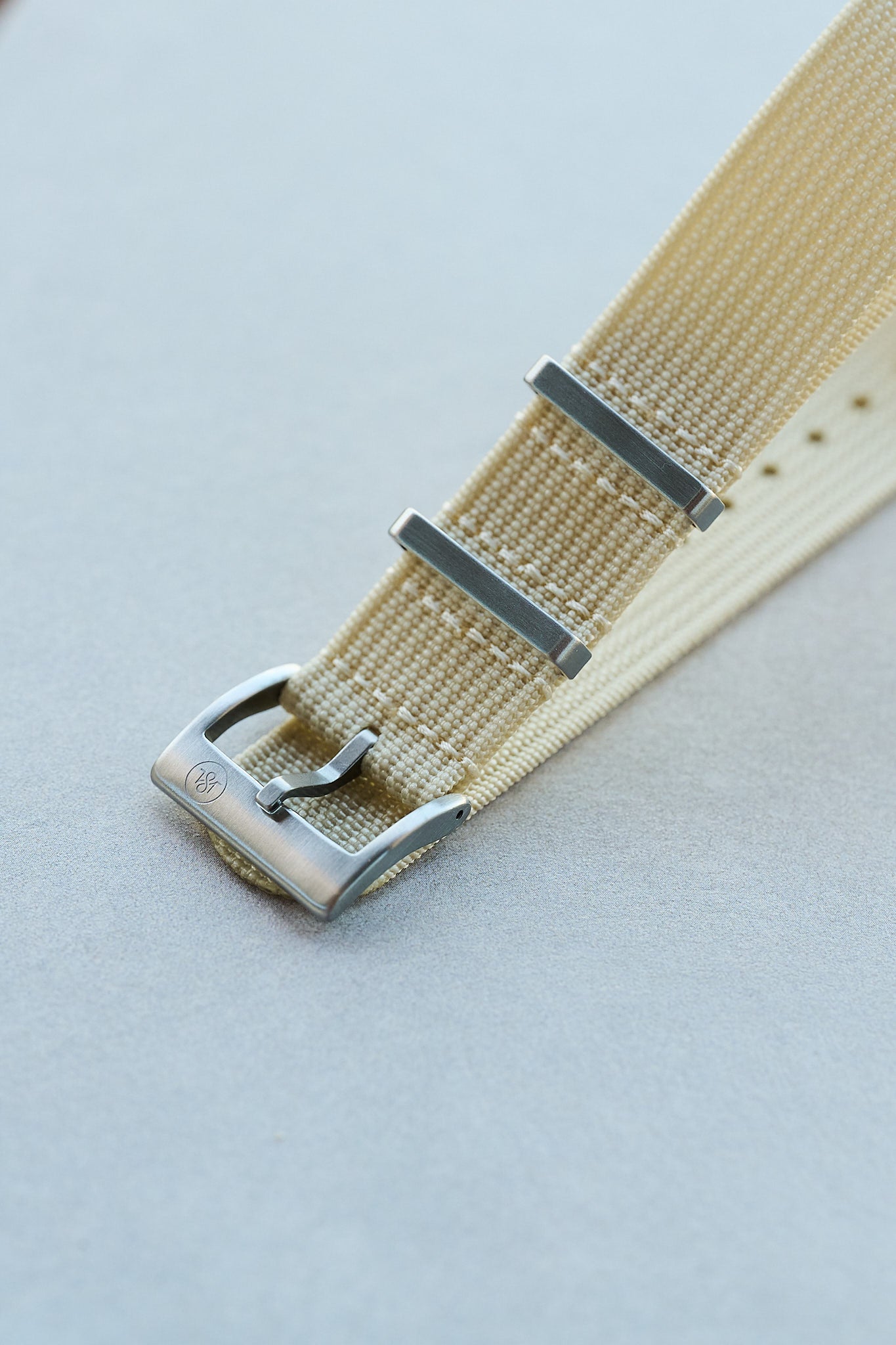 Premium Ribbed Fabric Watch Strap - Cream - The Strap Tailor