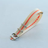 Premium Ribbed Fabric Watch Strap - Cream & Orange - The Strap Tailor
