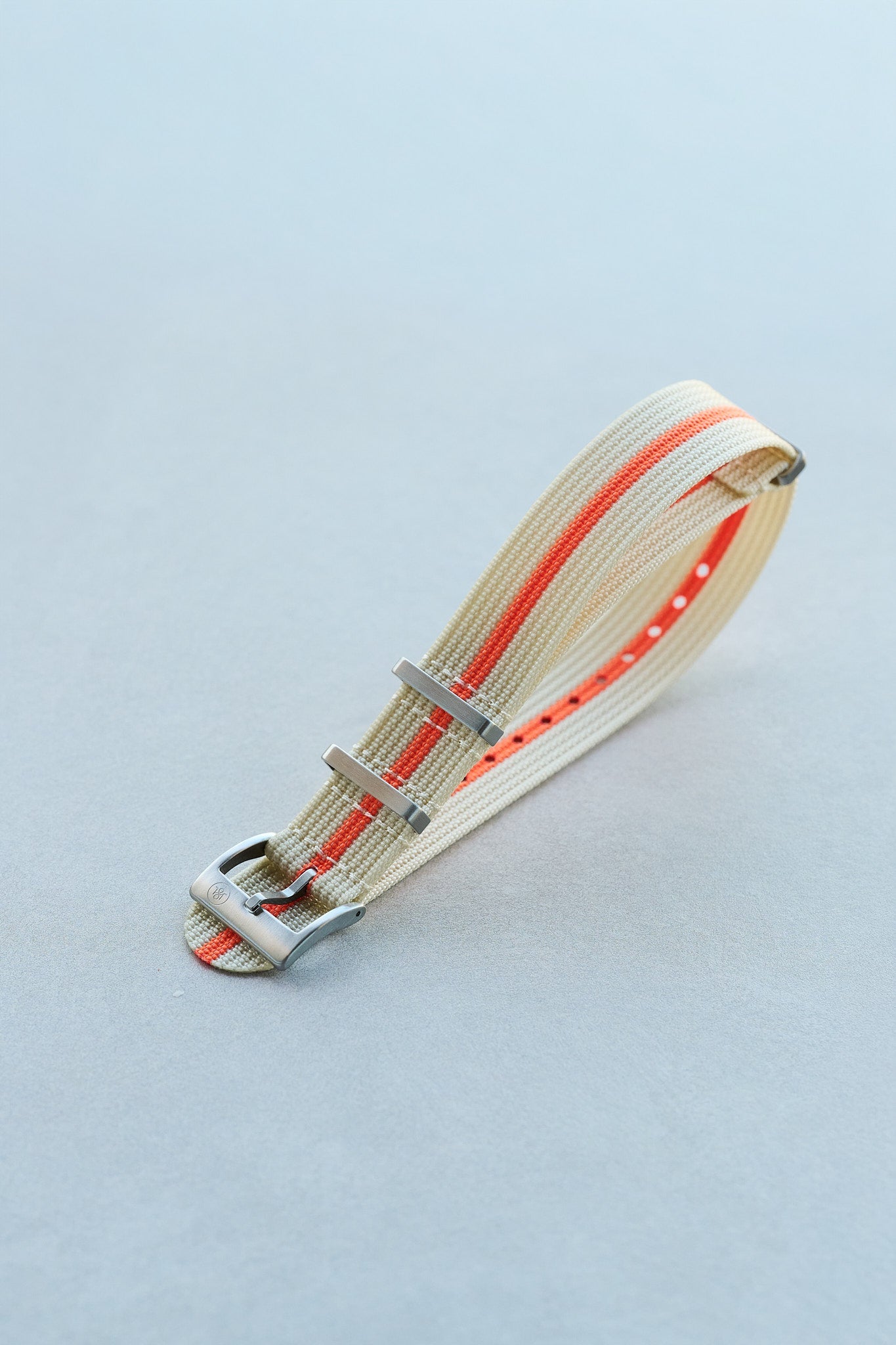Premium Ribbed Fabric Watch Strap - Cream & Orange - The Strap Tailor