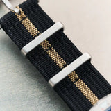 Premium Ribbed Fabric Watch Strap - Black & Khaki